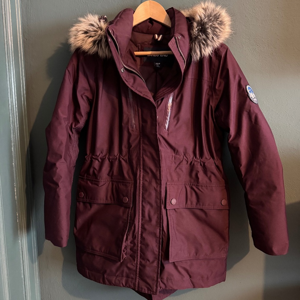 Land's End Down Parka XS Maroon